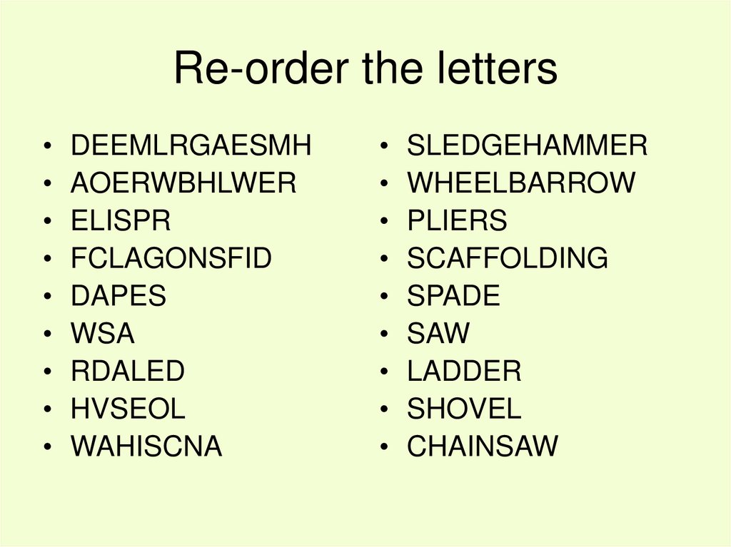 Re-order the letters