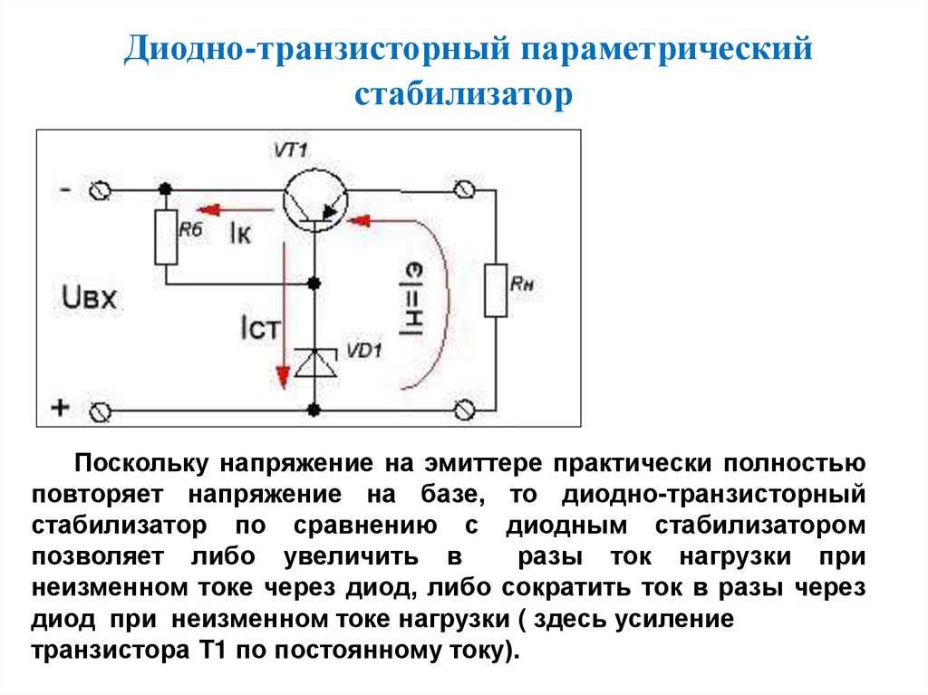 Диодно-транзисторный параметрический стабилизатор