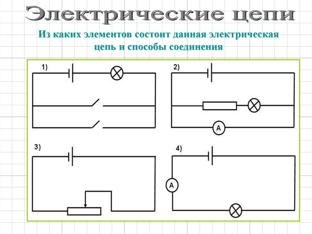 Из каких частей состоит электрическая цепь изображенная на рисунке 2 вариант