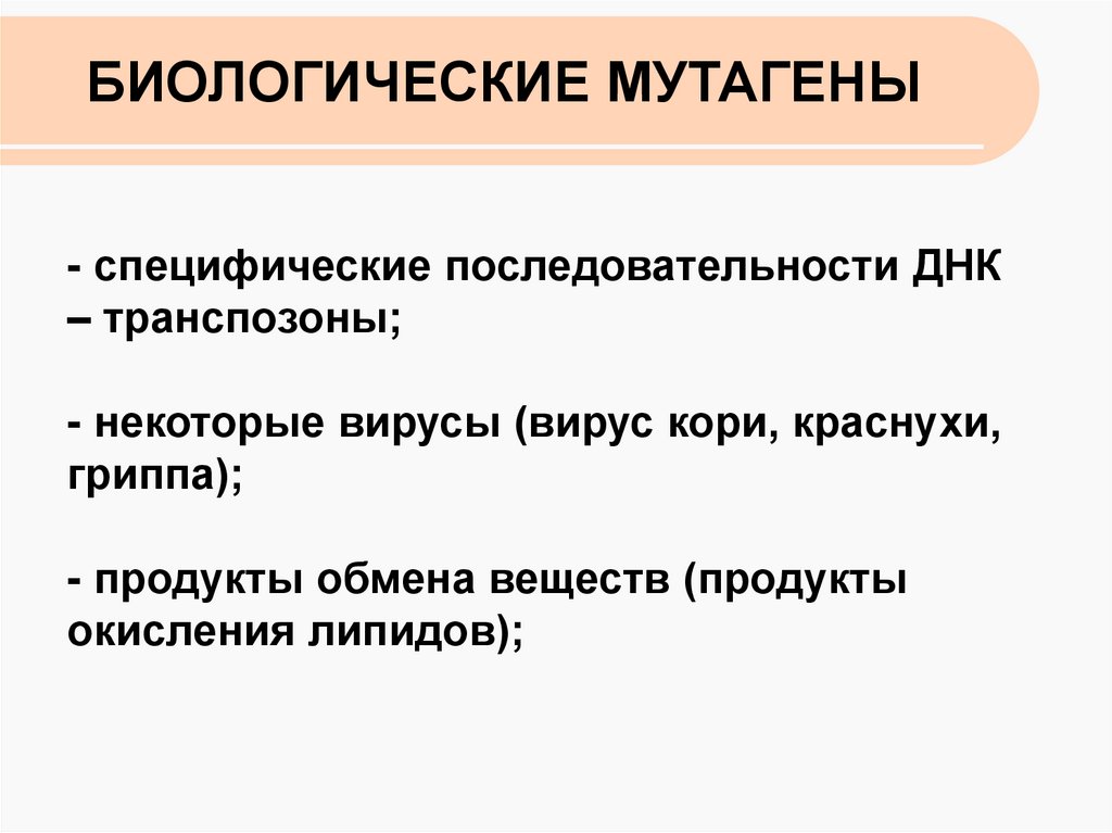 Мутагены их влияние на здоровье человека презентация