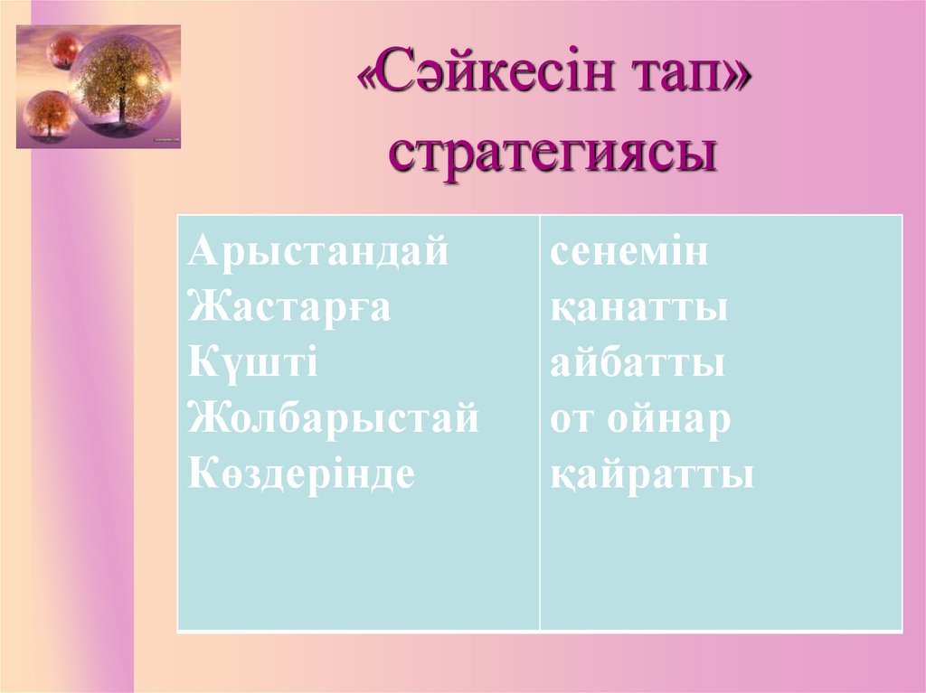 «Сәйкесін тап» стратегиясы