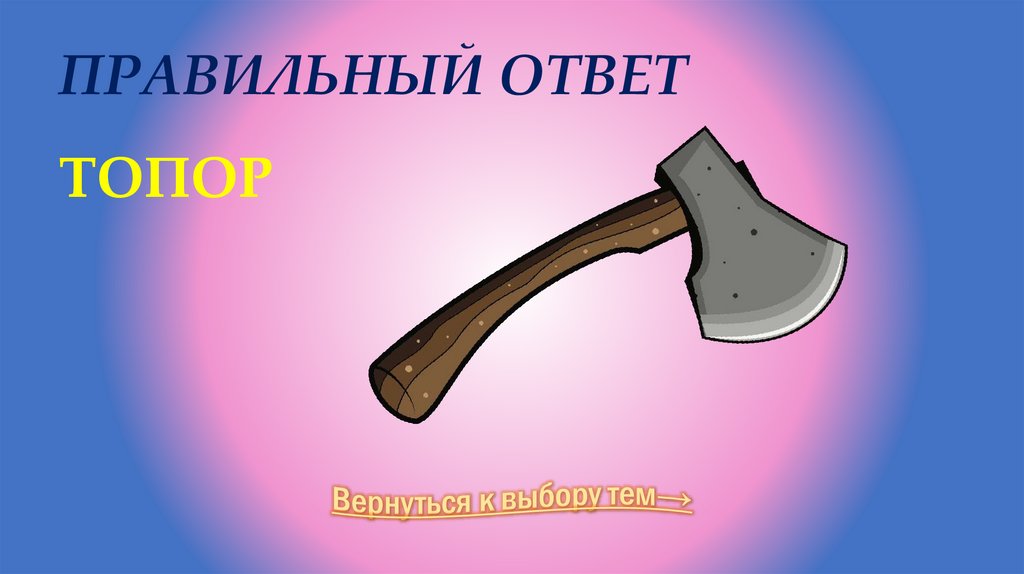 Правильный ответ топор