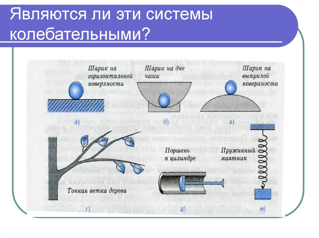 Рассмотрите рисунки укажите какие системы являются колебательными