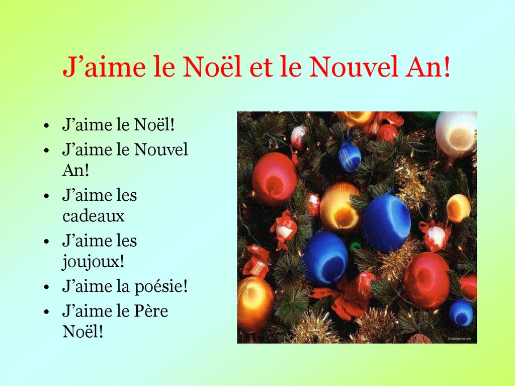 J’aime le Noël et le Nouvel An!
