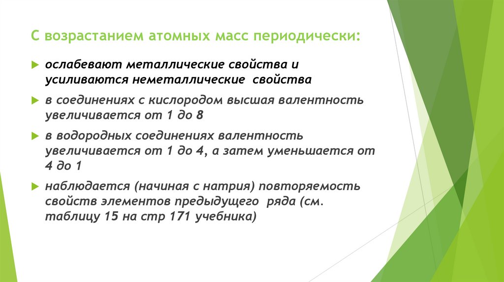 С возрастанием атомных масс периодически: