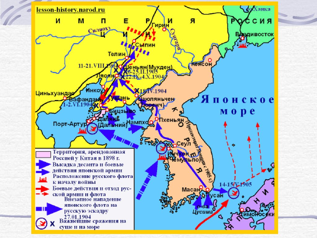Название договора русско японской войны. Карта боевых действий русско-японской войны 1904-1905. Ход сражения русско японской войны 1904-1905.