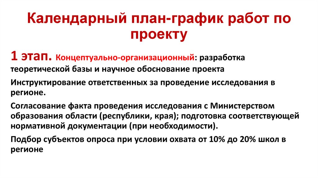 Календарный план-график работ по проекту