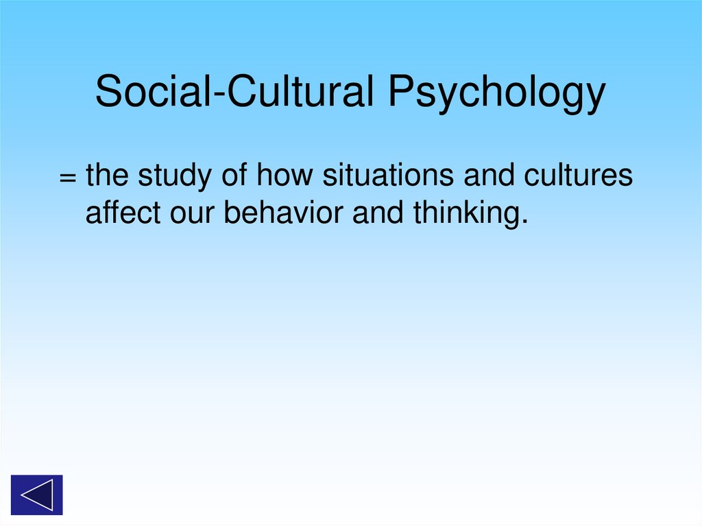 Social-Cultural Psychology