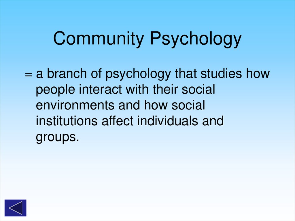 Community Psychology