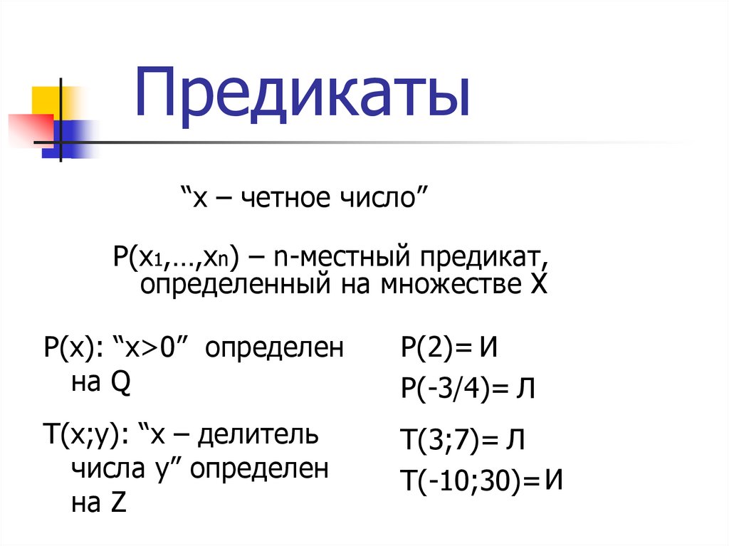 Предикаты множества