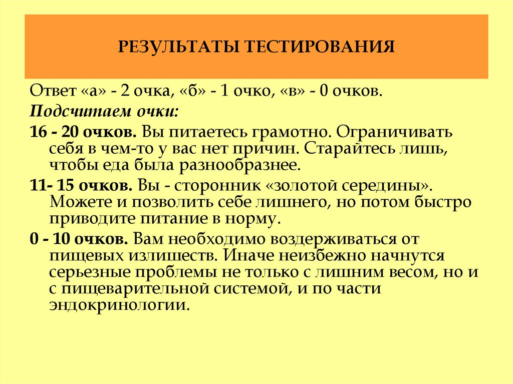 РЕЗУЛЬТАТЫ ТЕСТИРОВАНИЯ