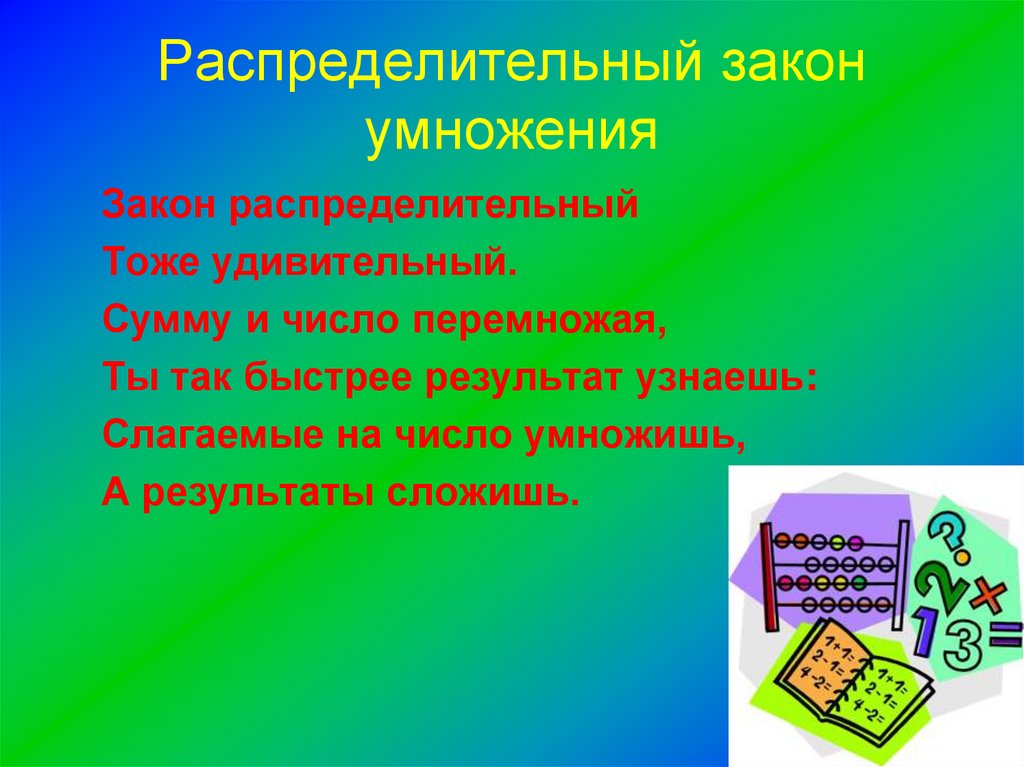 Распределительный закон умножения. Принцип умножения. Законы умножения распределительный закон. Законы умножения 6 класс.