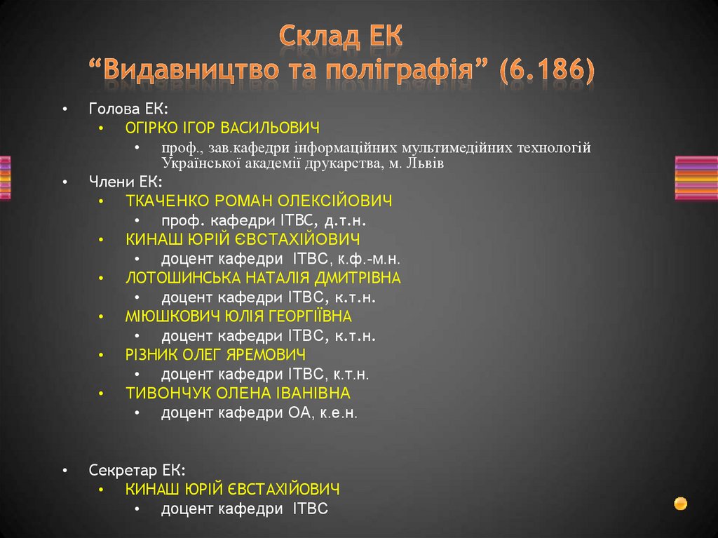Склад ЕК “Видавництво та поліграфія” (6.186)