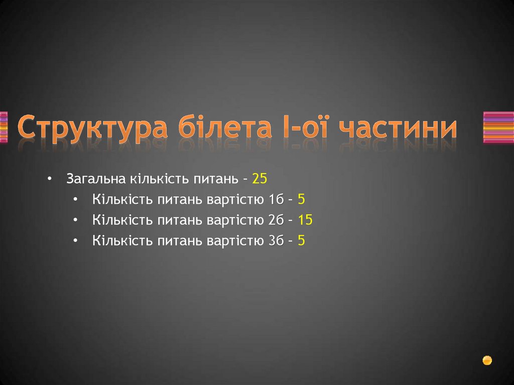 Структура білета І-ої частини