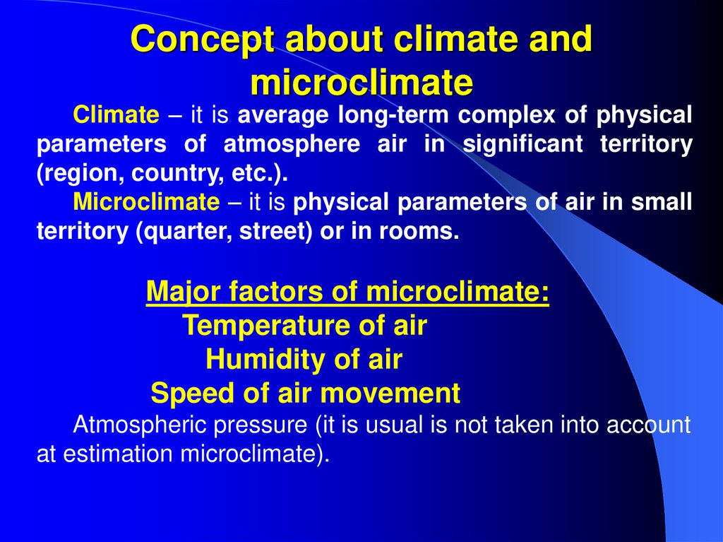 Concept about climate and microclimate