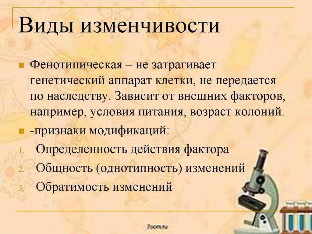 Виды изменчивости