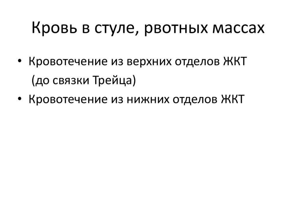 Кровь в стуле, рвотных массах