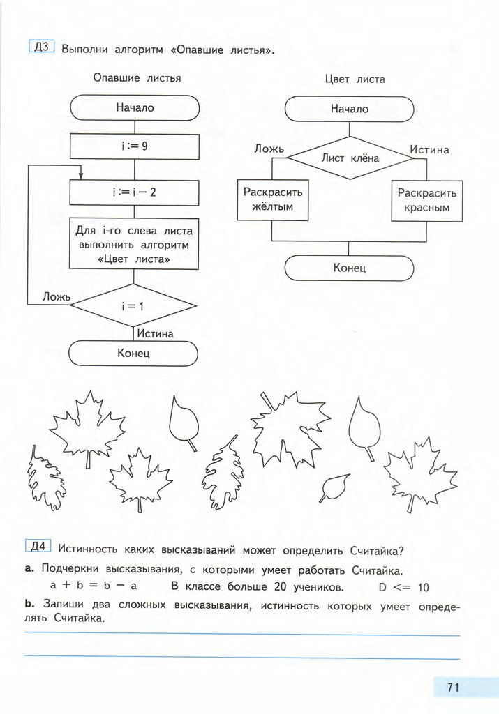 Практические работы по информатике 4 класс. Задания по информатике 4 класс. Информатика 4 класс задания. Информатика 3 класс задания. Выполни алгоритм опавшие листья.