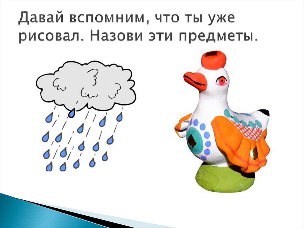 Давай вспомним, что ты уже рисовал. Назови эти предметы.