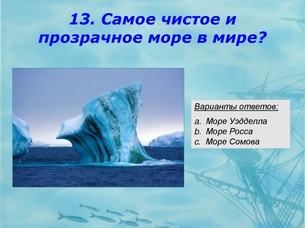 13. Самое чистое и прозрачное море в мире?