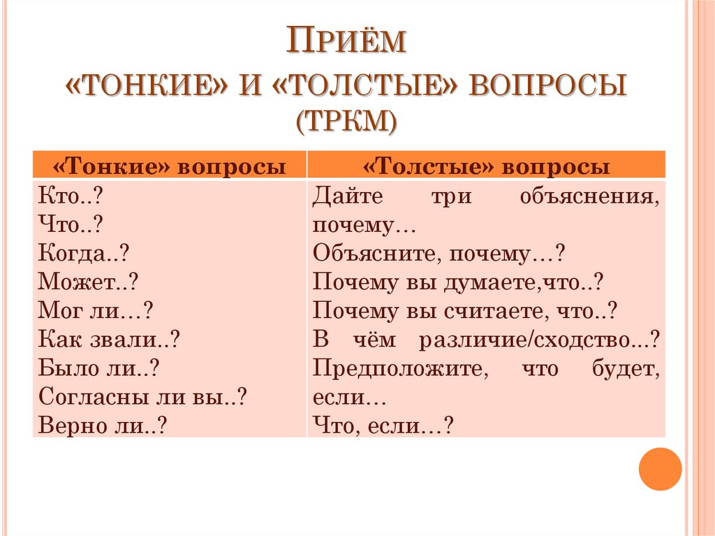 2 тонких и 2 толстых вопроса