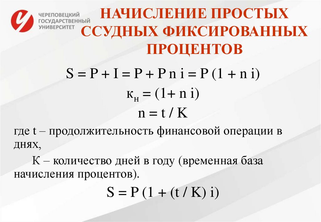 Схема начисления простых процентов