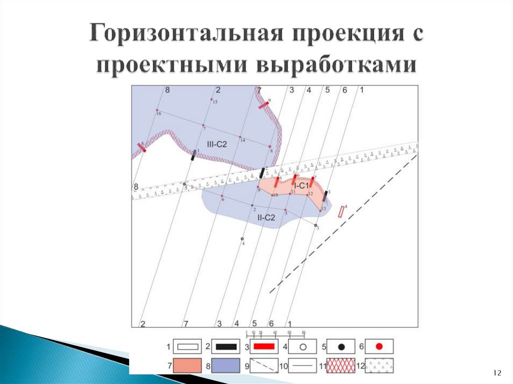 Горизонтальная проекция с проектными выработками