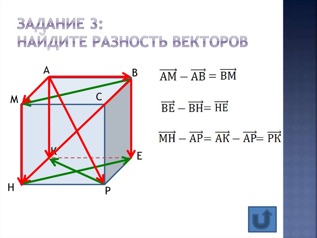 Куб найдите вектор. Нацдите разность вектопрч. Найдите разность векторов. Разность между векторами. Разность векторов в пространстве.