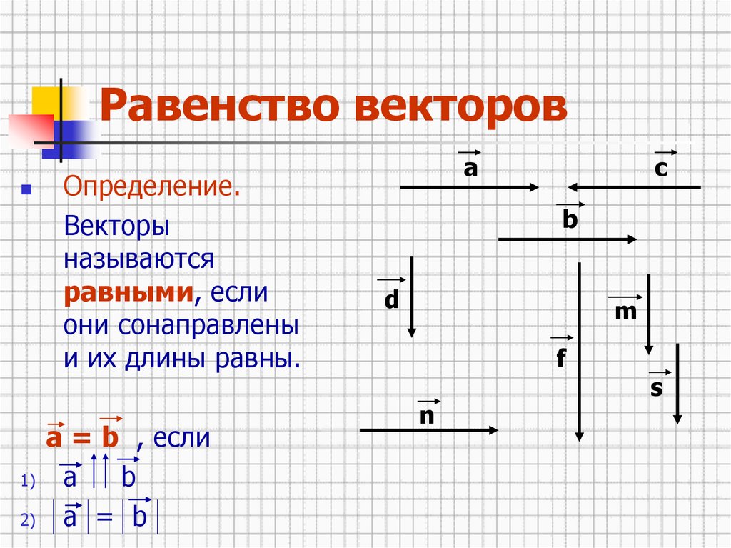 Равенство 8. Понятие вектора равенство векторов. Равенство векторов определение. Равенство векторов определение рисунок обозначение. Понятие вектора в пространстве равенство векторов.