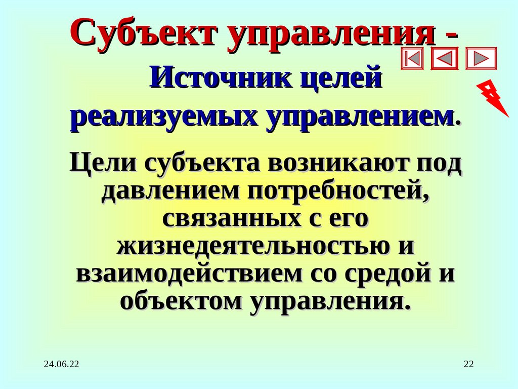Субъект управления -