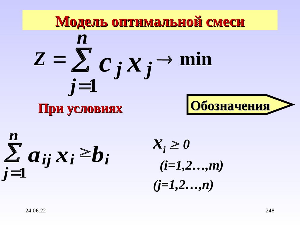 Модель оптимальной смеси