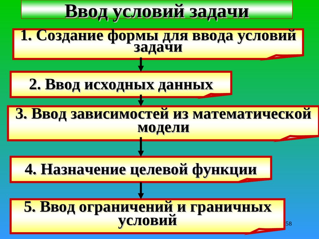 Ввод условий