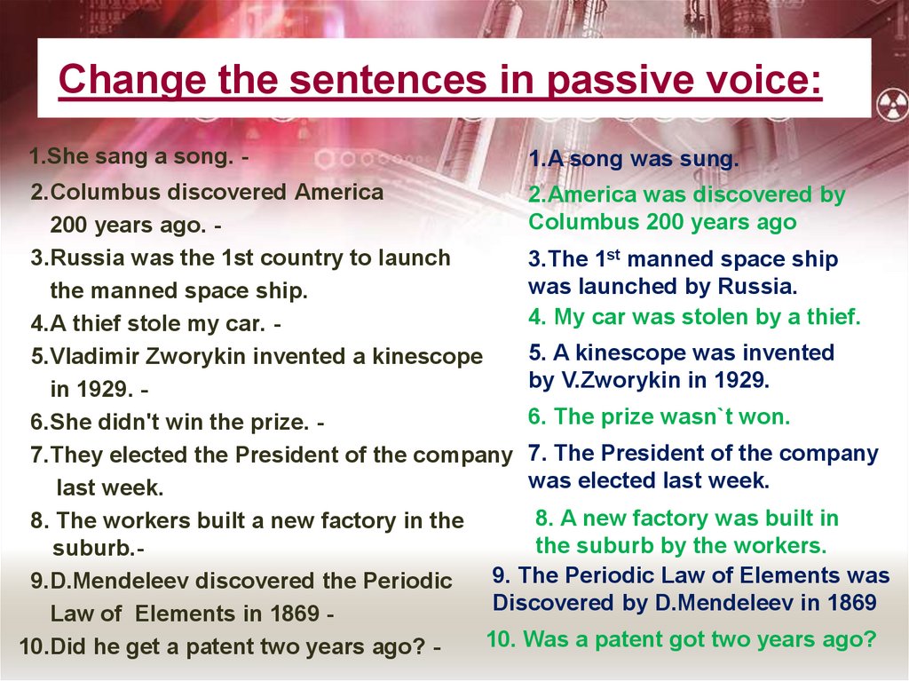 End up the sentences. Passive Inventors and Inventions. Passive Inventors and.