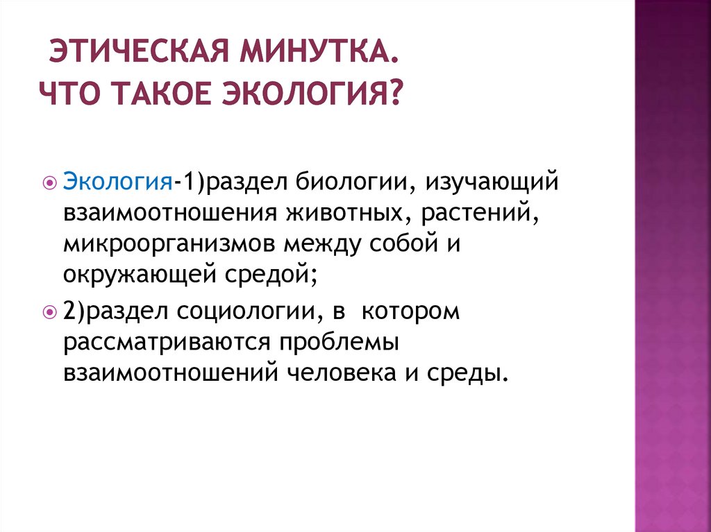 Этическая минутка. Что такое экология?