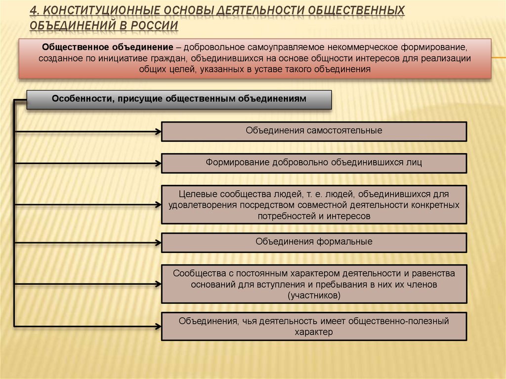 4. Конституционные основы деятельности общественных объединений в россии