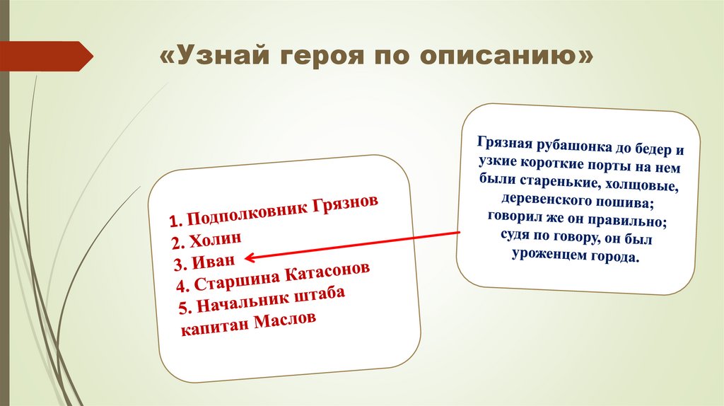 «Узнай героя по описанию»