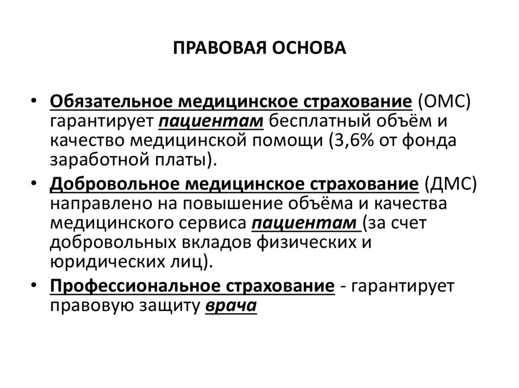 Для чего предназначено медицинское страхование. Правовые основы ОМС. Правовые основы обязательного медицинского страхования. Нормативно правовая база медицинского страхования.