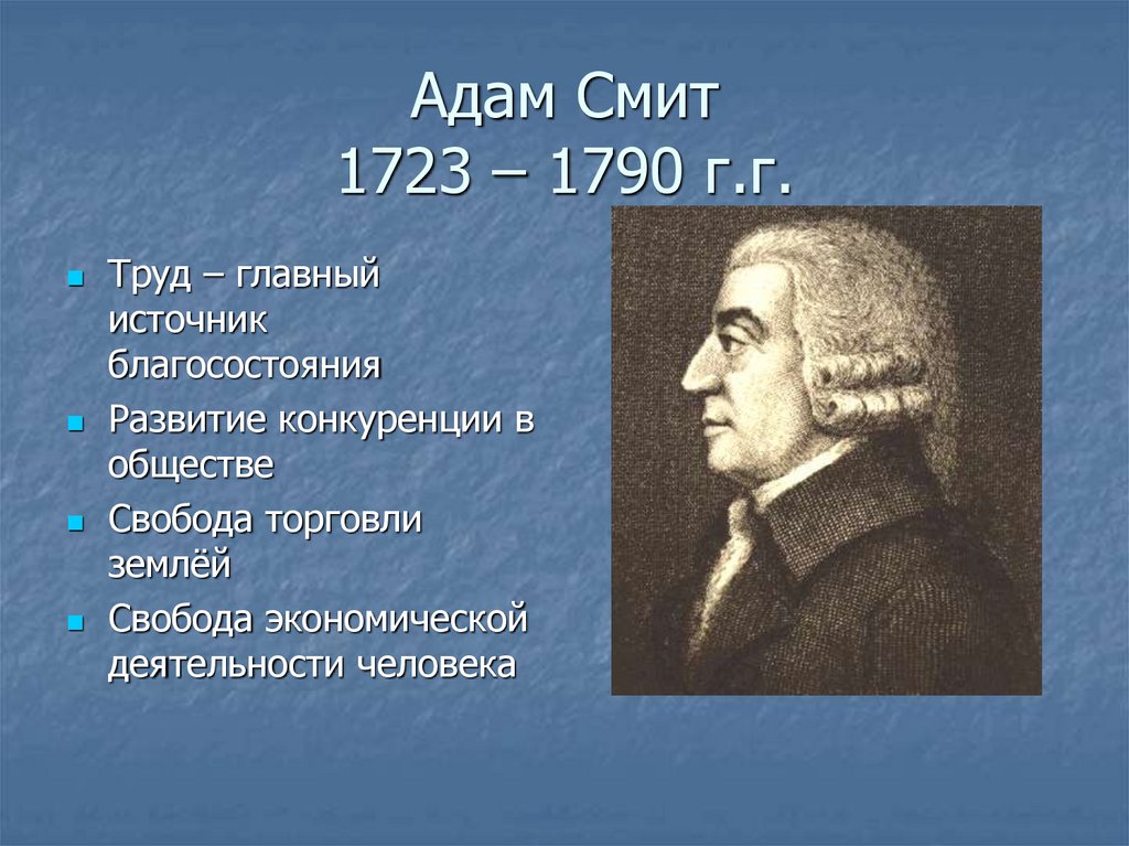 Адам Смит 1723 – 1790 г.г.