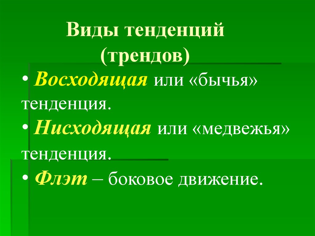 Виды тенденций. Типы тенденций. Виды трендов.