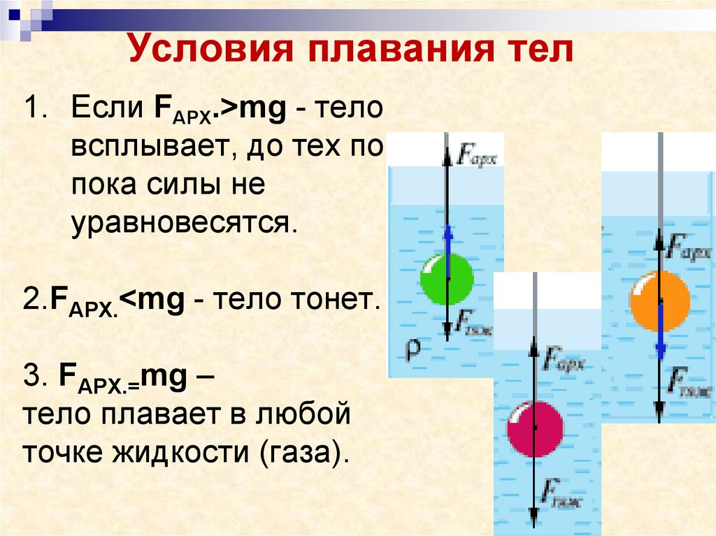 Проект по физике закон архимеда плавание тел