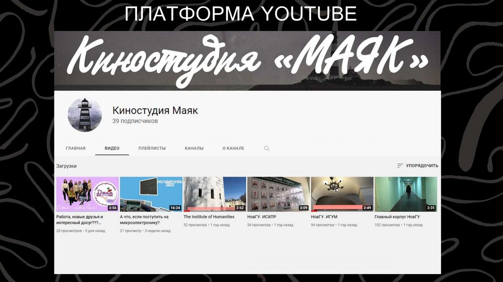 ПЛАТФОРМА YOUTUBE