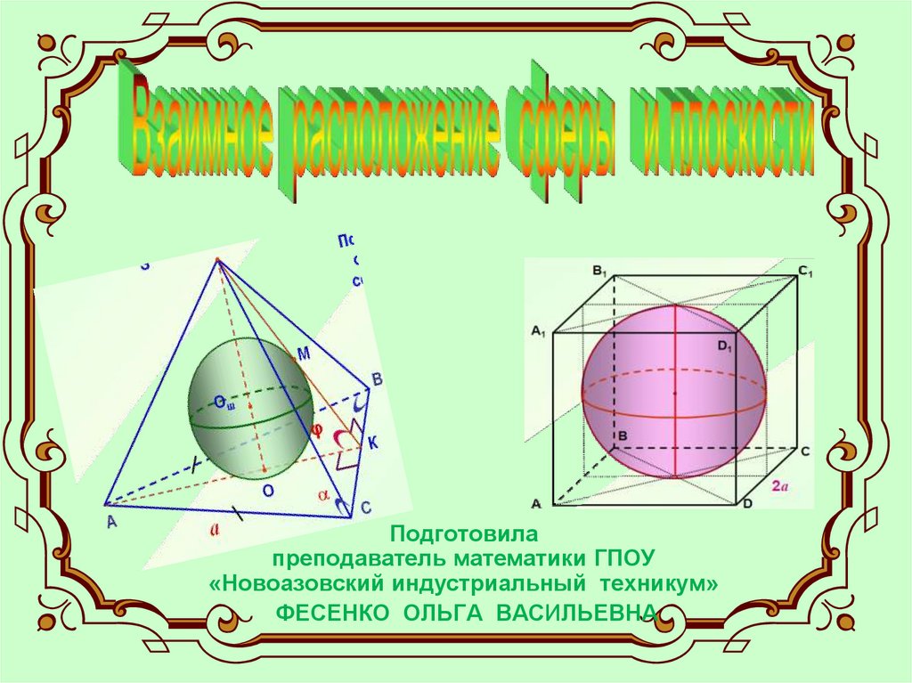 Взаимное расположение сферы и плоскости презентация 11 класс атанасян