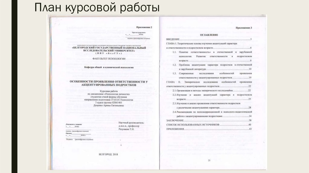 План курсовой работы