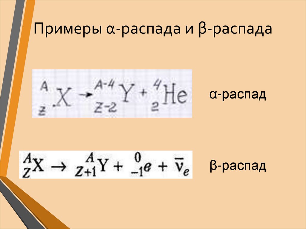 Примеры α-распада и β-распада