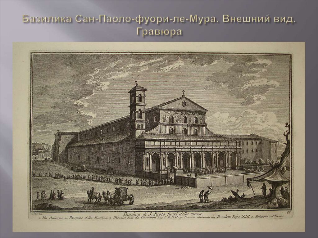 Базилика Сан-Паоло-фуори-ле-Мура. Внешний вид. Гравюра