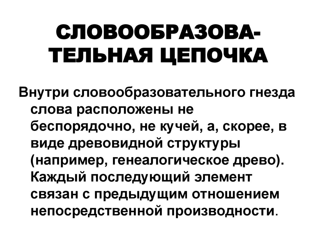 СЛОВООБРАЗОВА-ТЕЛЬНАЯ ЦЕПОЧКА