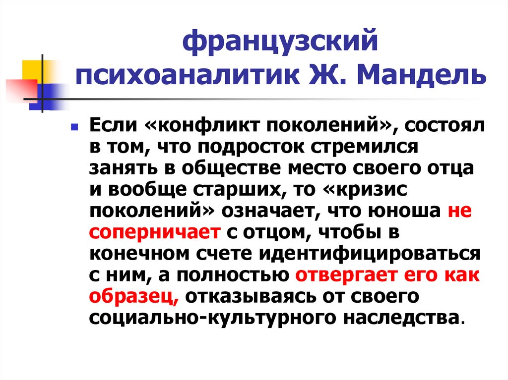 французский психоаналитик Ж. Мандель