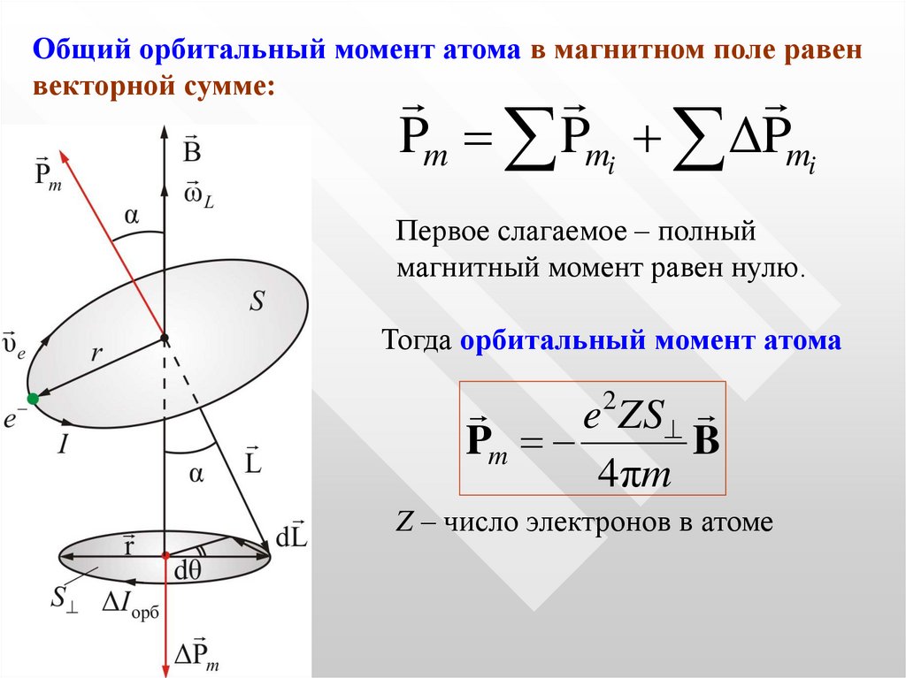 Магнитный атом. Орбитальный механический момент электрона в атоме. Проекция магнитного момента атома. Полный механический и магнитный моменты атома. Орбитальный магнитный момент формула.