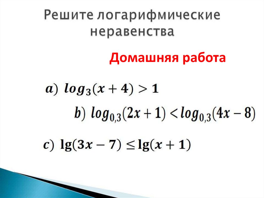 Логарифмические неравенства презентация