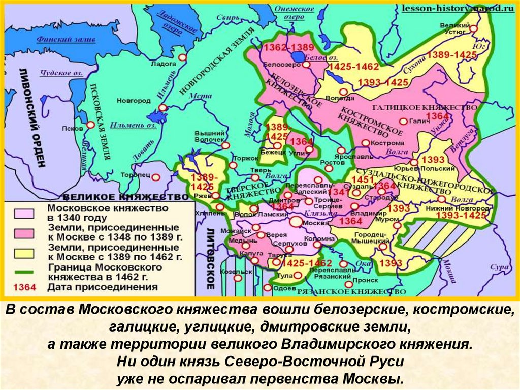 Северо восточная русь рост территории московского княжества в 14 веке первой половине 15 века карта